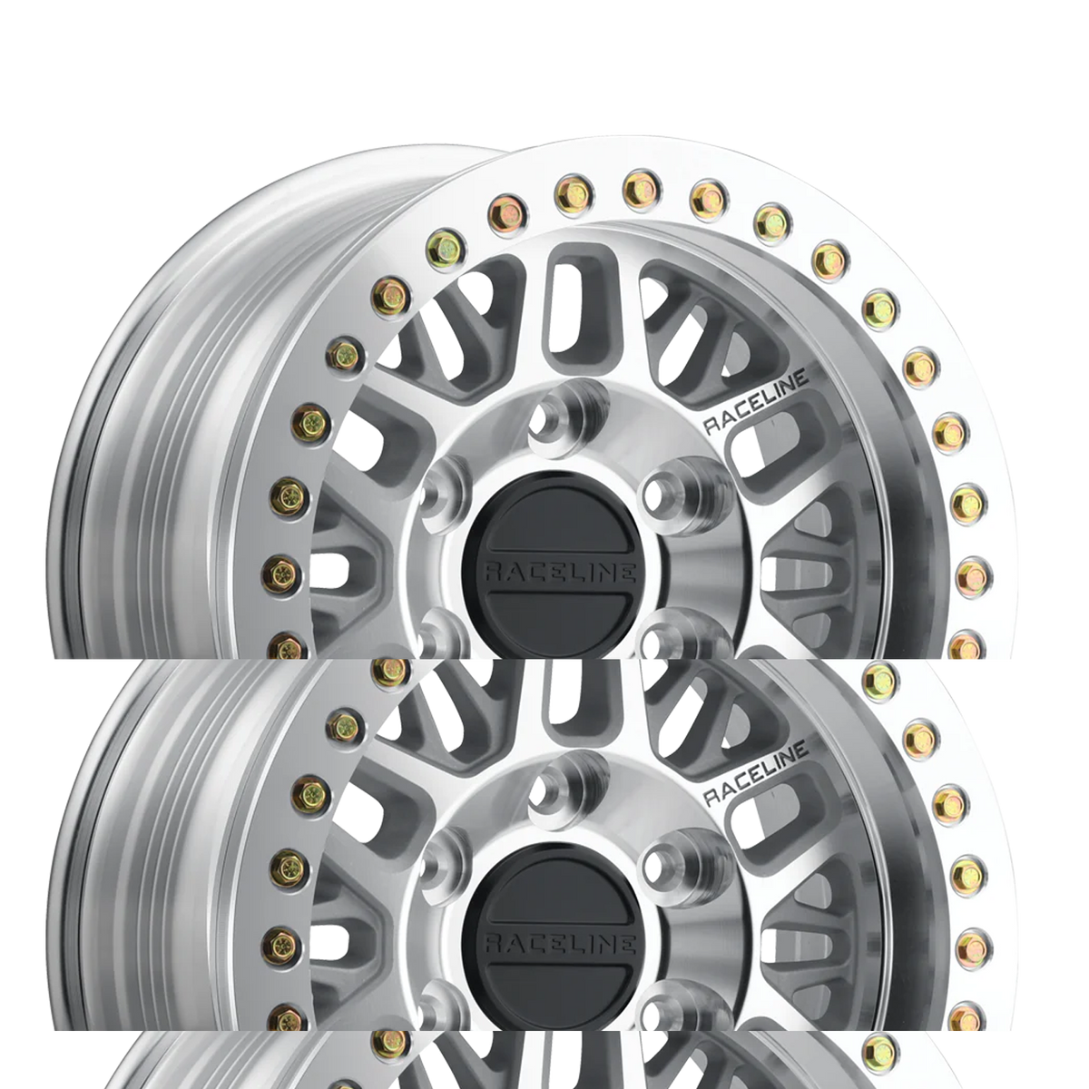 Aluminum Wheels 17x9 Ryno Cast Beadlock RT951M Machined Silver Machined Beadlock Ring -12 Offset 6 on 139.7 Bolt Pattern 106.1 Bore Raceline