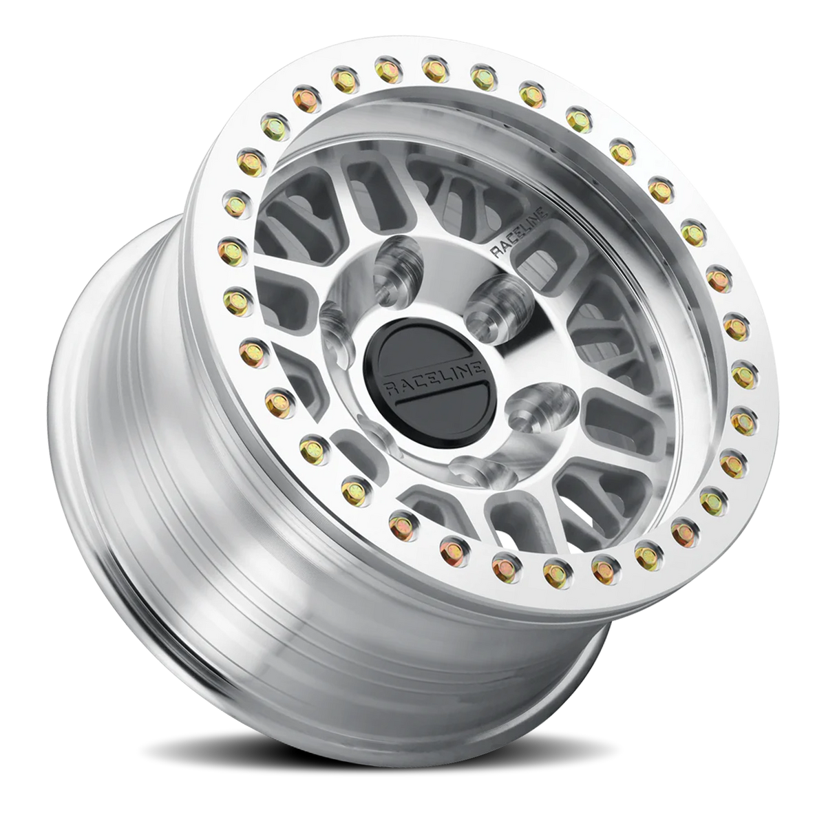 Aluminum Wheels 17x9 Ryno Cast Beadlock RT951M Machined Silver Machined Beadlock Ring -38 Offset 6 on 139.7 Bolt Pattern 106.1 Bore Raceline
