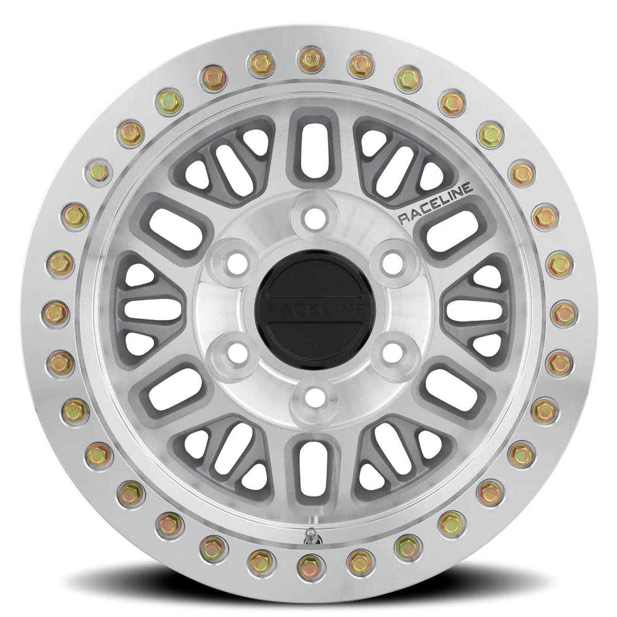 Aluminum Wheels 17x9 Ryno Cast Beadlock RT951M Machined Silver Machined Beadlock Ring -38 Offset 6 on 139.7 Bolt Pattern 106.1 Bore Raceline