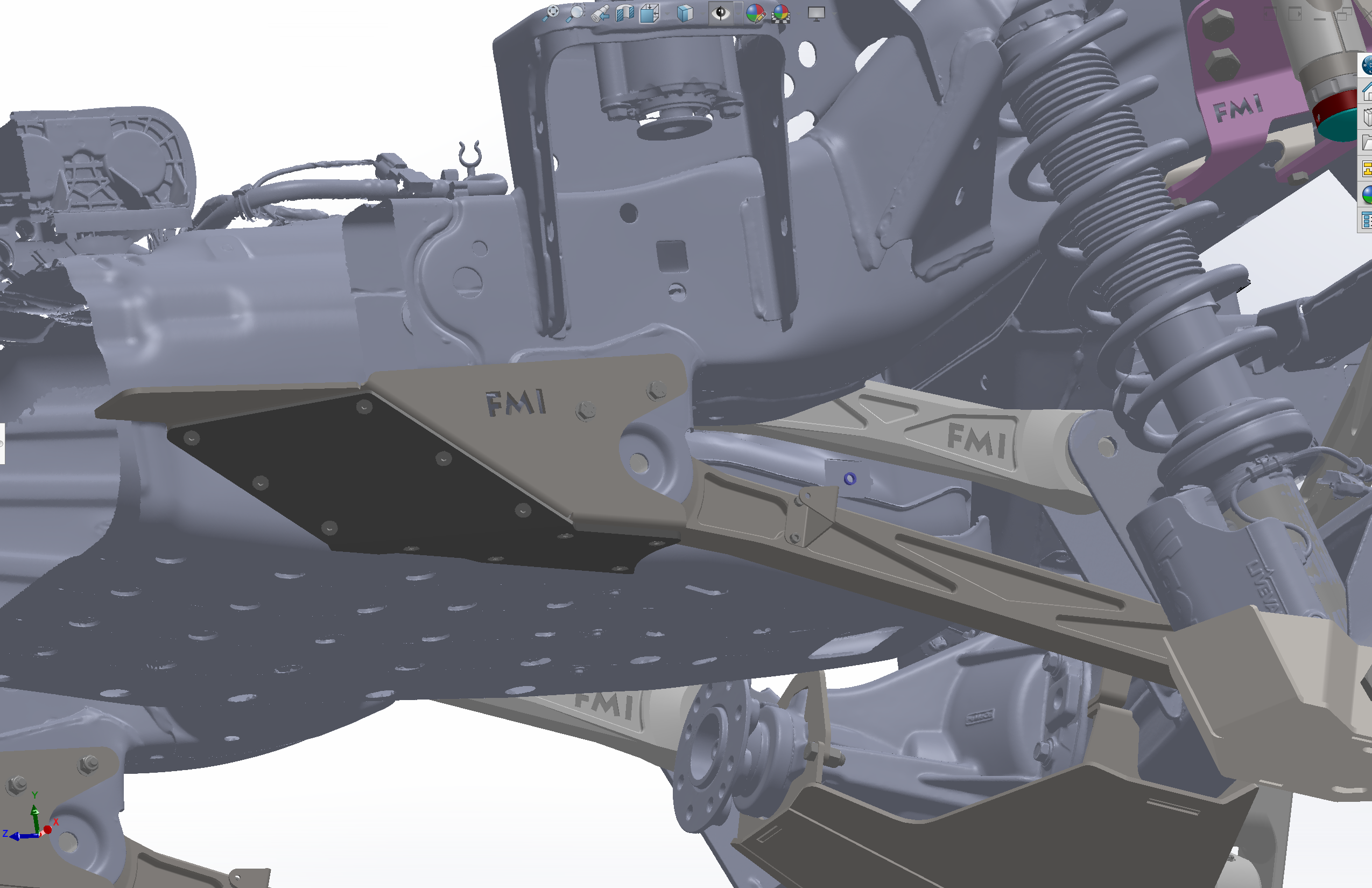 2024 Ranger Raptor rear lower arm frame guard featuring HDPE slide for enhanced protection and durability.