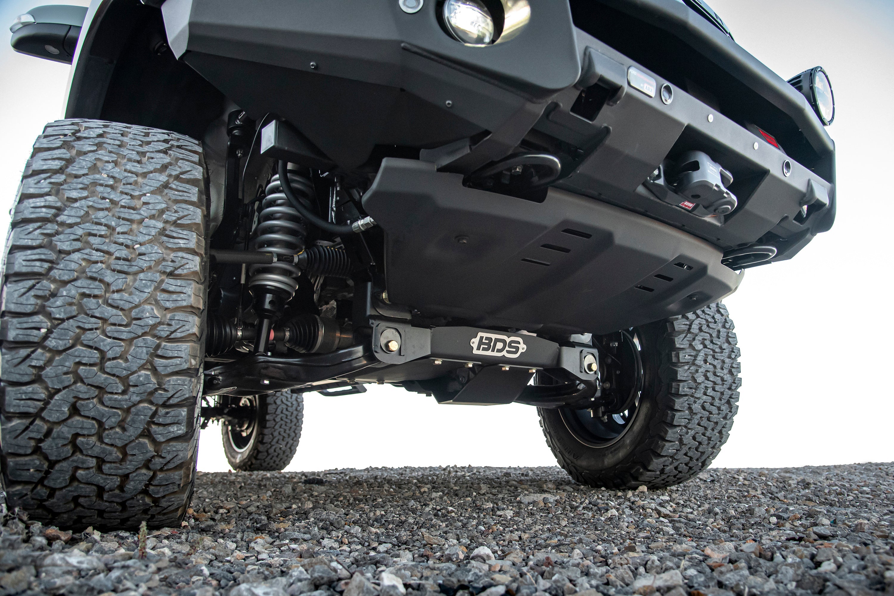 6-inch lift kit with FOX 2.5 coil-over suspension installed on a Ford Ranger 4WD, showcasing rugged off-road capability.