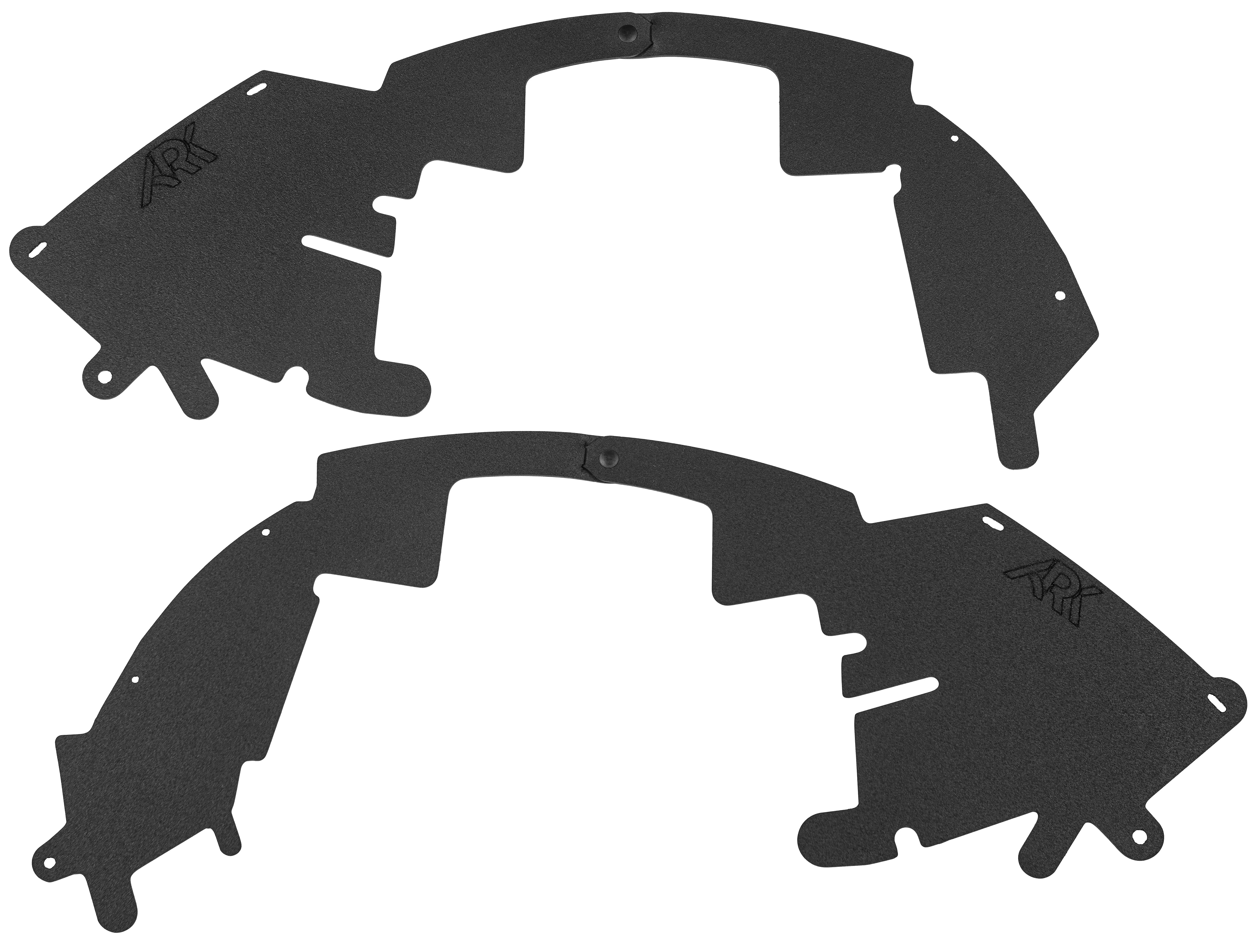 2017-2020 Ford Raptor splash guards designed to protect against mud and debris, featuring a durable black finish.