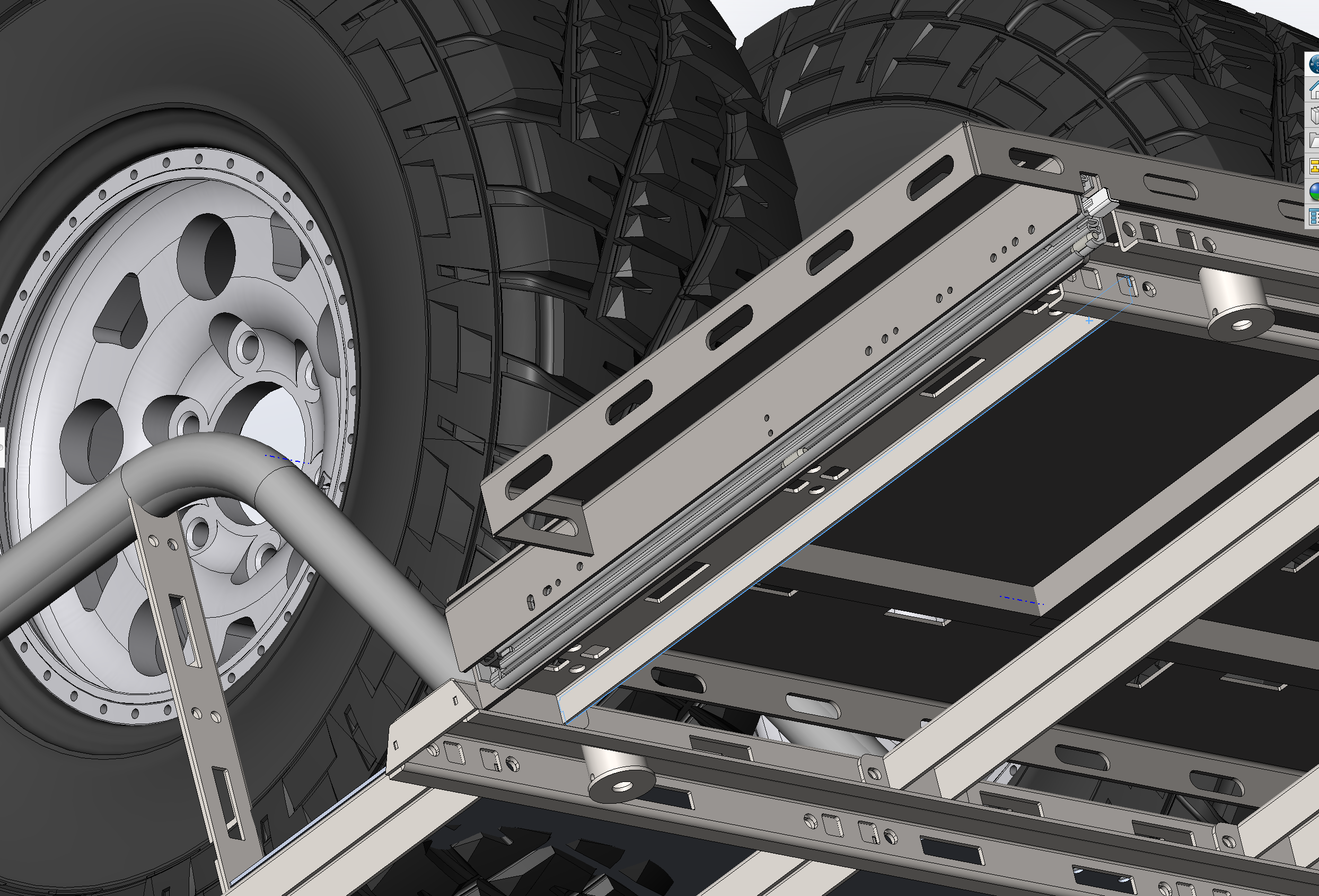 Rear bed organizer and cargo slide tray for 2017-2024 Raptor, designed for efficient storage and easy access.