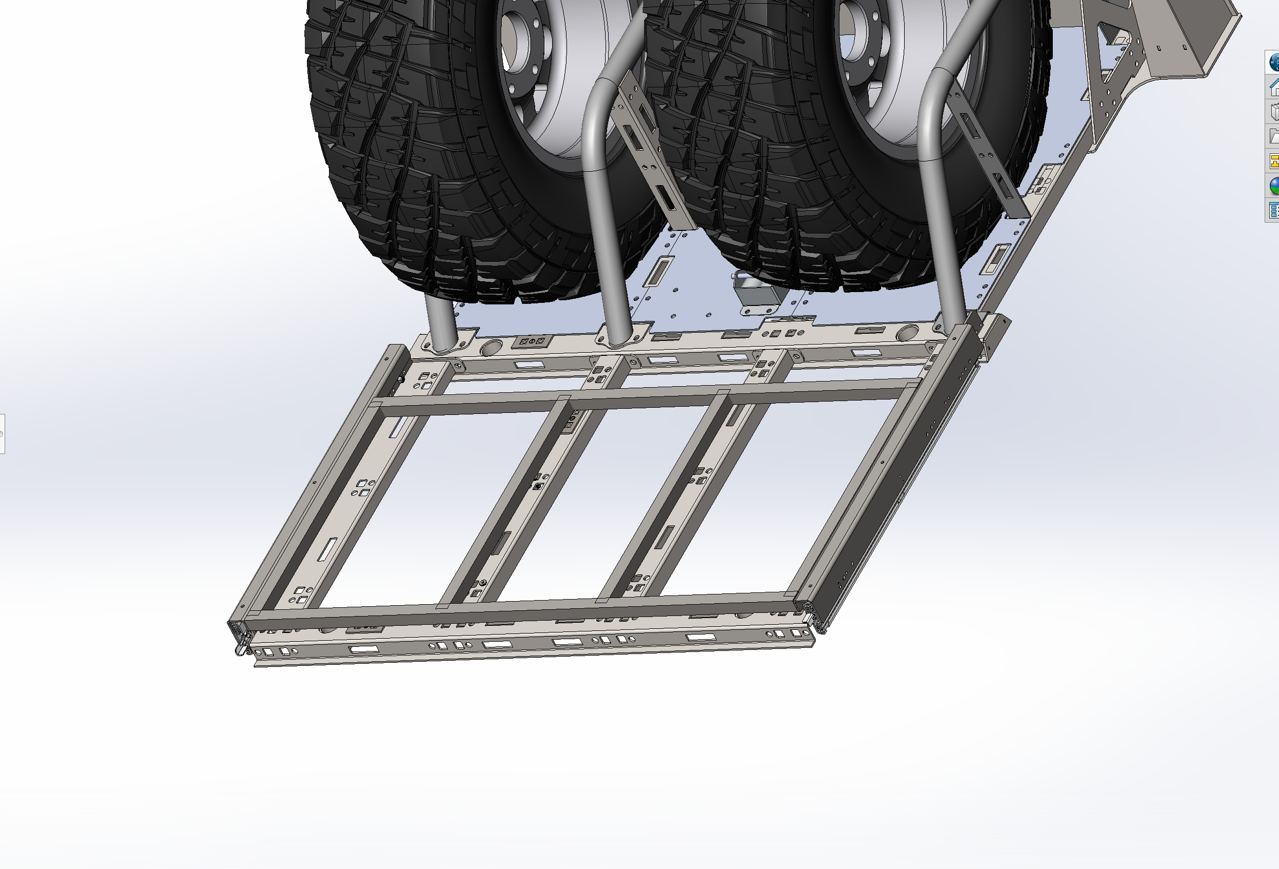 Rear bed organizer with cargo slide tray for 2017-2024 Raptor, designed for efficient storage and easy access.