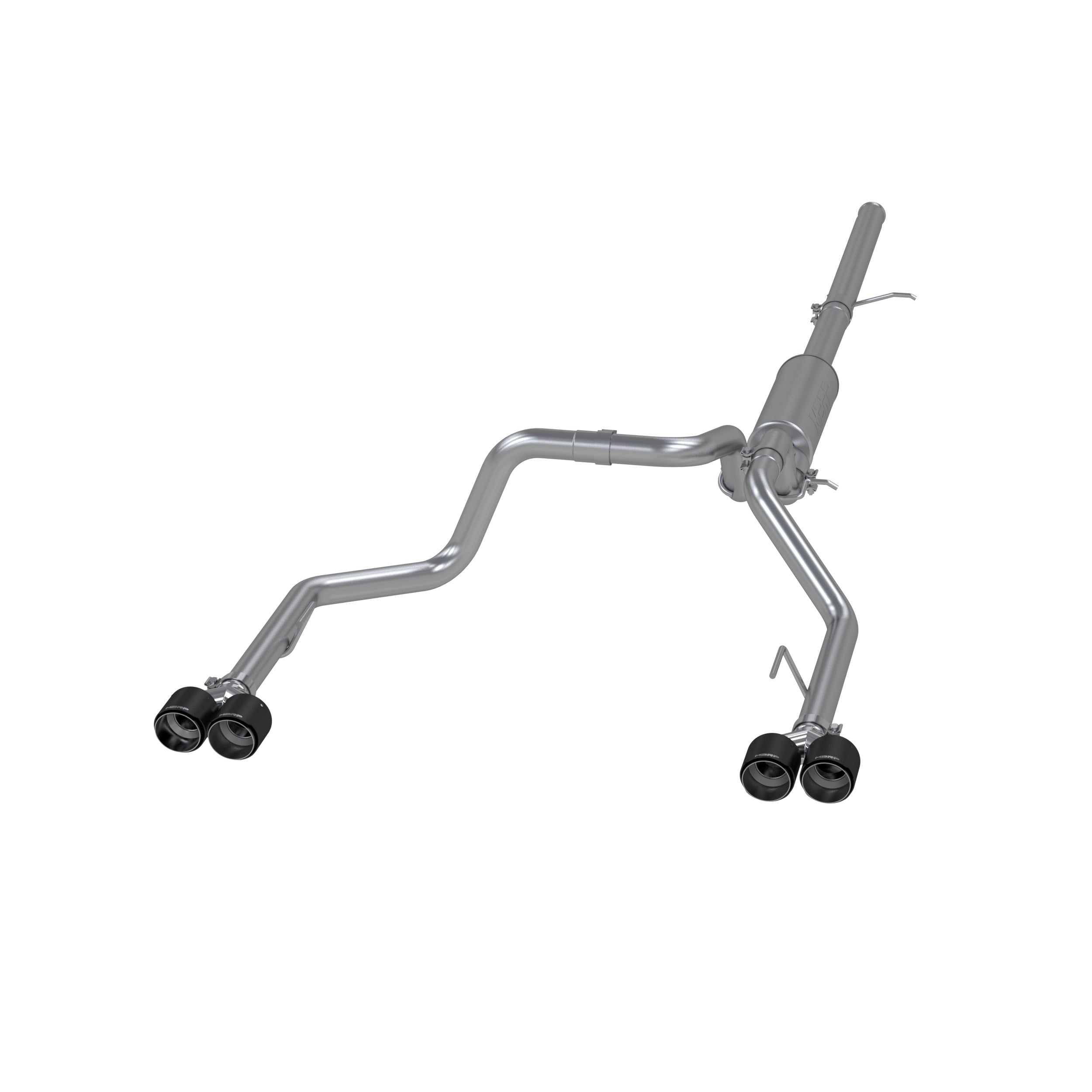 3.0 inch Cat-Back 2.5 inch Dual Split Rear Quad Carbon Fiber Tips 4.0 inch OD Dual Out 19-up Silverado/Sierra 1500 MBRP