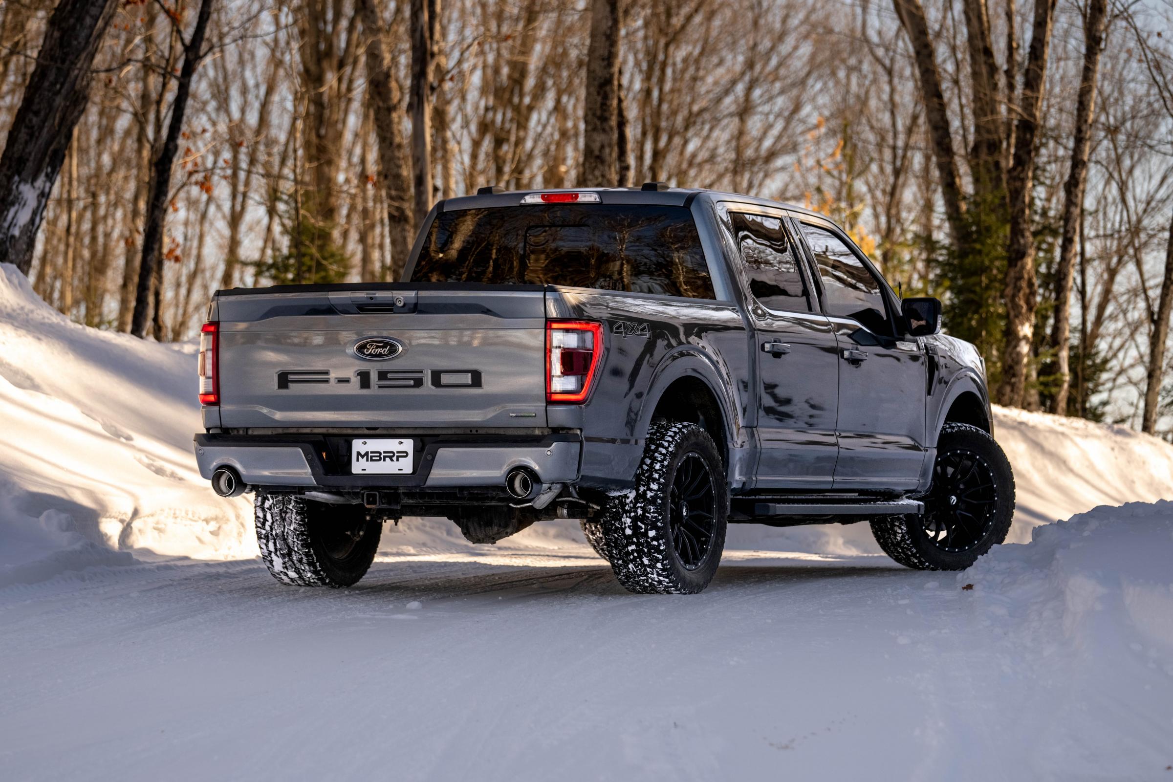 2021-2024 Ford F-150 Tremor and 2022-2024 Ford F-150 Black-Coated Aluminized Steel 3 Inch Cat-Back Dual Rear Exit Armor BLK Series MBRP
