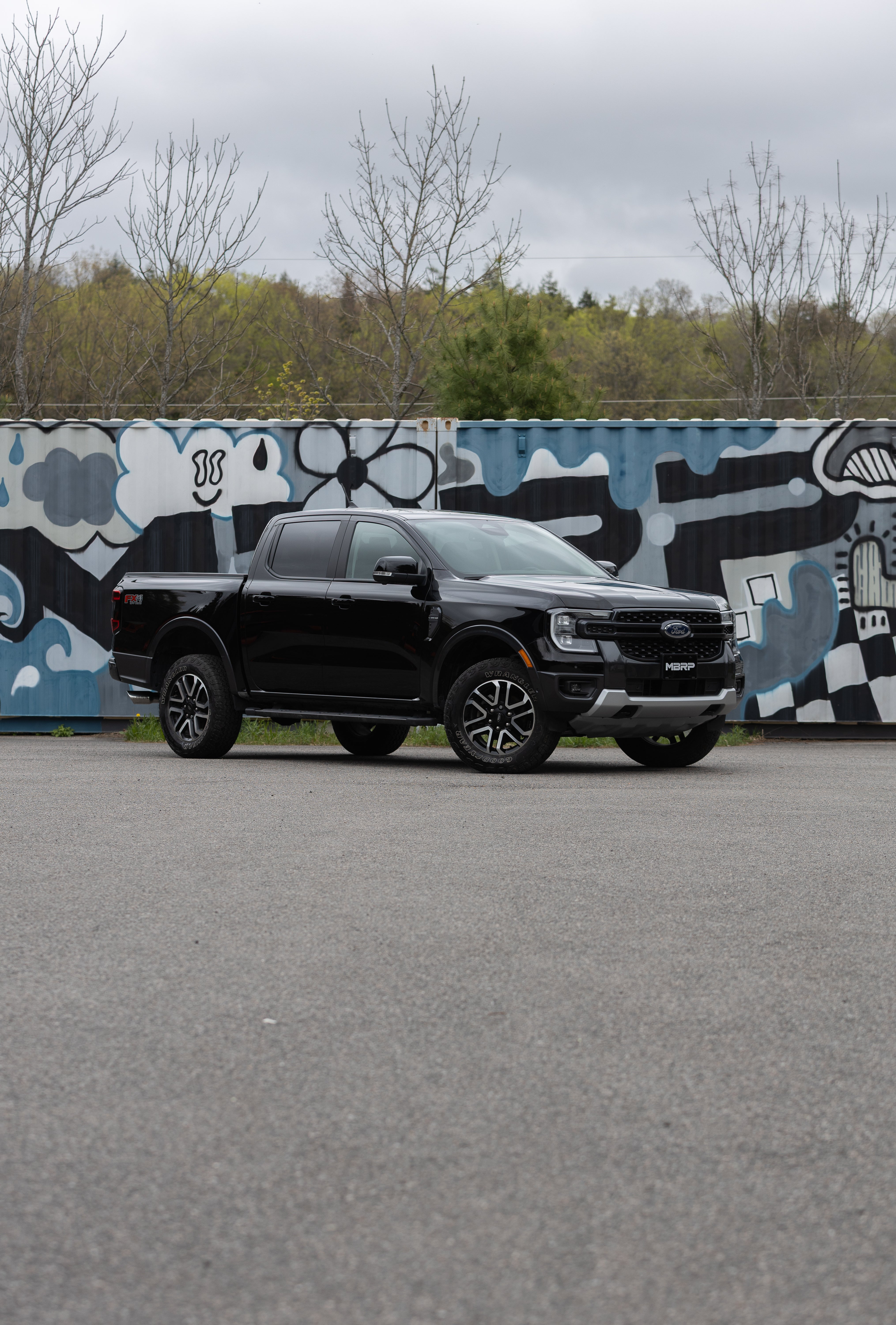 2024 Ford Ranger 2.3L Ecoboost Armor BLK Black-Coated Aluminized Steel 3-Inch Cat-Back Single Side Exit with Black Tip MBRP