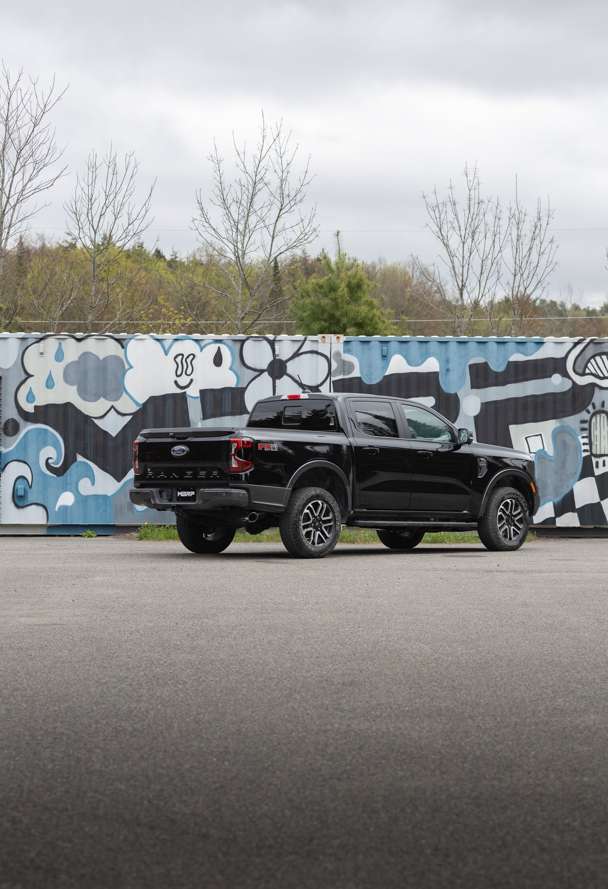 2024 Ford Ranger 2.3L Ecoboost Armor BLK Black-Coated Aluminized Steel 3-Inch Cat-Back Single Side Exit with Black Tip MBRP