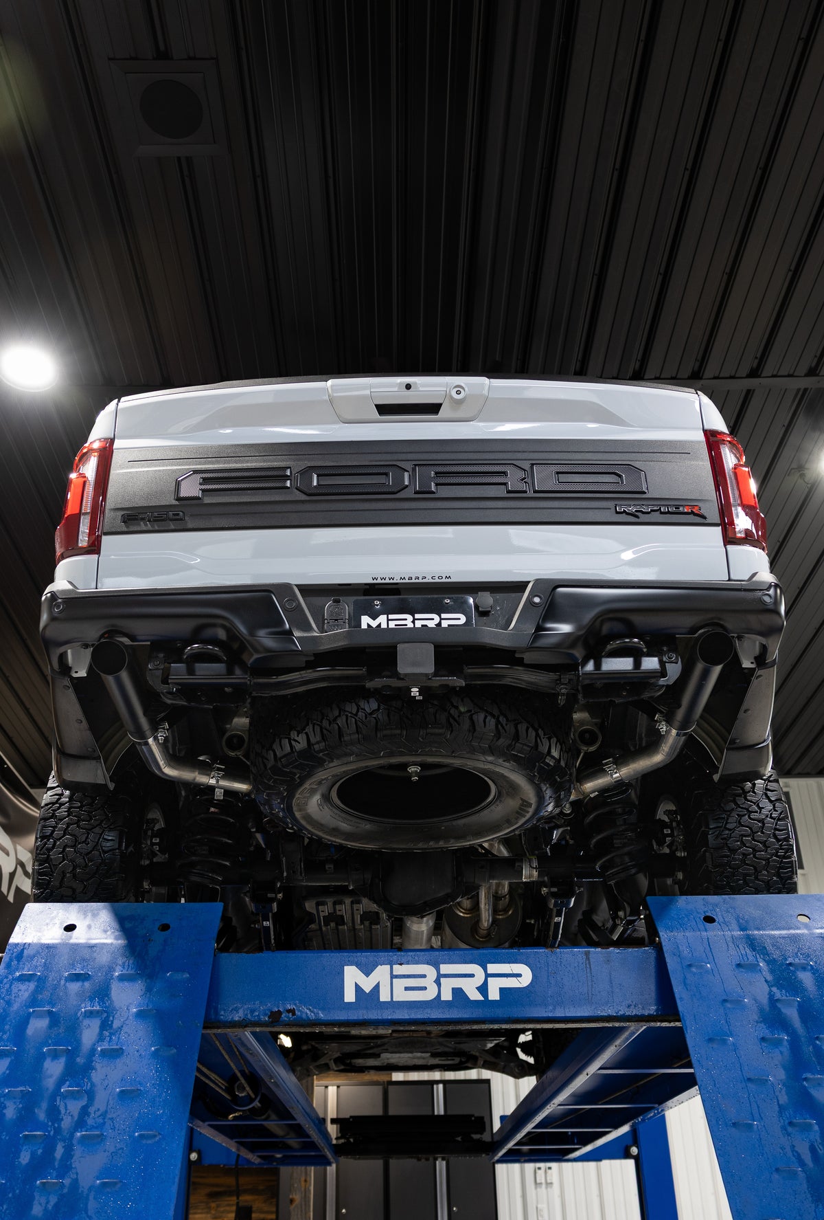 22-Present Ford F-150 Raptor 3.5L and Raptor R 5.2L Armor BLK 3-Inch Axle-Back Dual Split Rear Turn Down MBRP