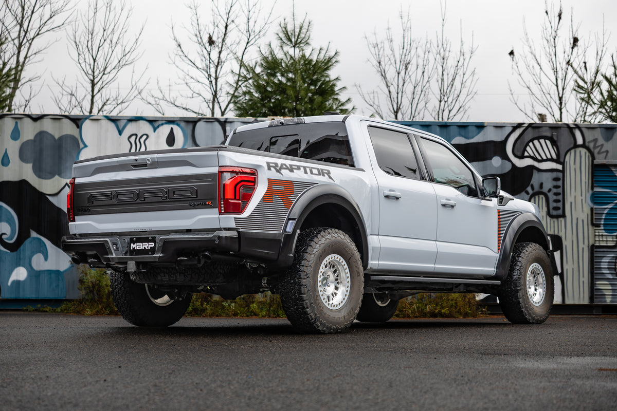 22-Present Ford F-150 Raptor 3.5L and Raptor R 5.2L Armor BLK 3-Inch Axle-Back Dual Split Rear Turn Down MBRP
