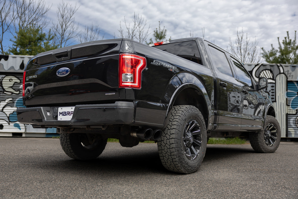 15-20 Ford F-150 2.7L, 3.5L and 5.0L, Armor BLK 3-Inch Cat-Back Passenger Side Exit with Black Tips MBRP