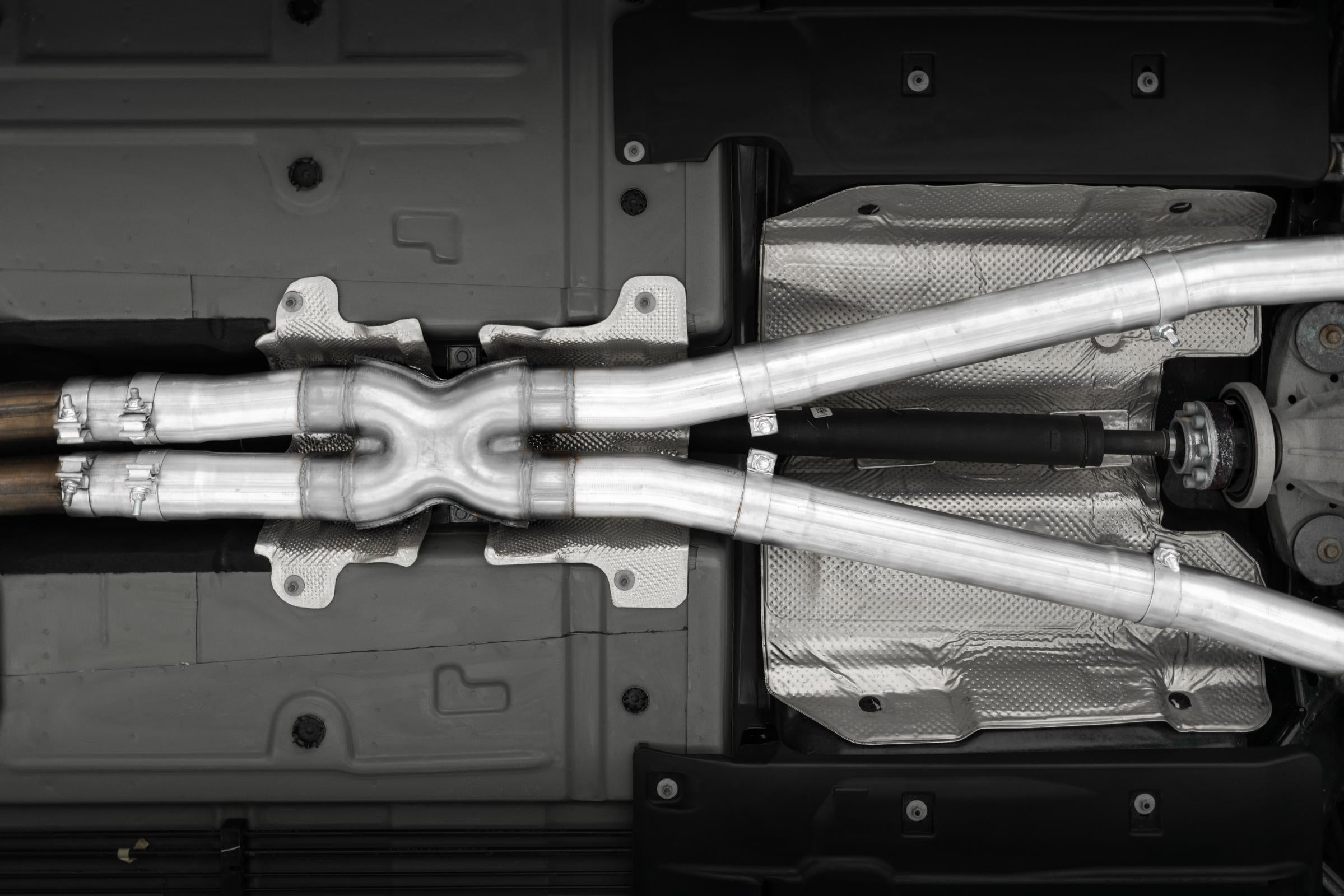15-23 Dodge Challenger Aluminized Steel 3 Inch Dual Cat Back Quad Tips (Race Version) Exhaust System MBRP