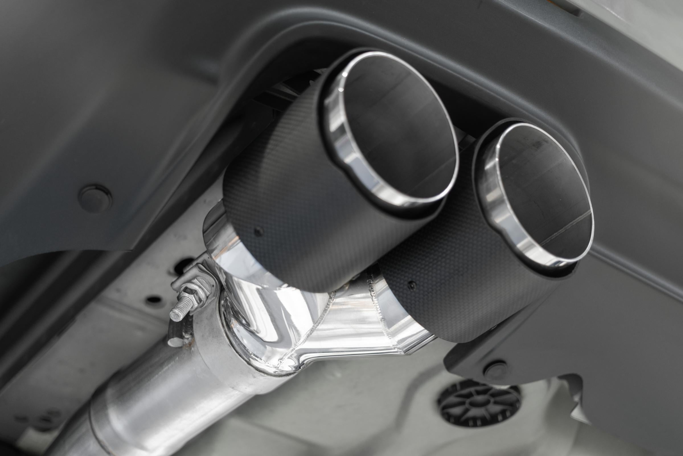 15-23 Dodge Challenger Aluminized Steel 3 Inch Dual Cat Back Quad Tips (Race Version) Exhaust System MBRP