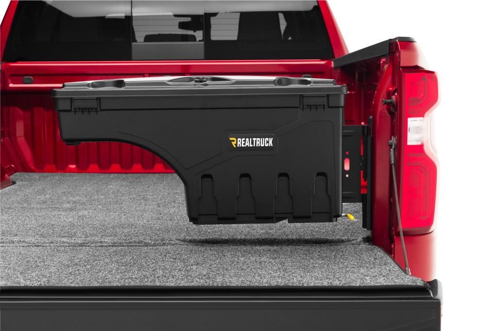 Truck Bed Storage Box Swing Case 2016-2024 Nissan Titan Without Titan Box Passenger Side Black Smooth UnderCover