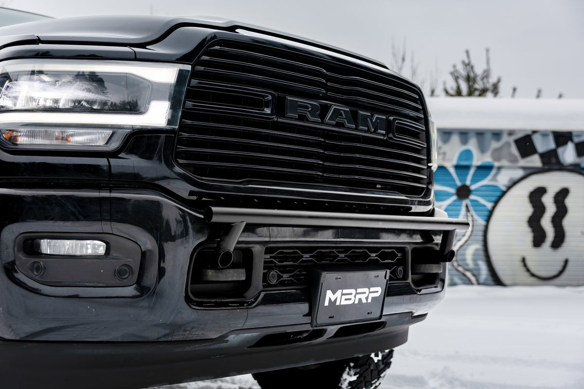 2019-Up Ram 2500 Black-Coated Bumper Light Mounting Bar MBRP