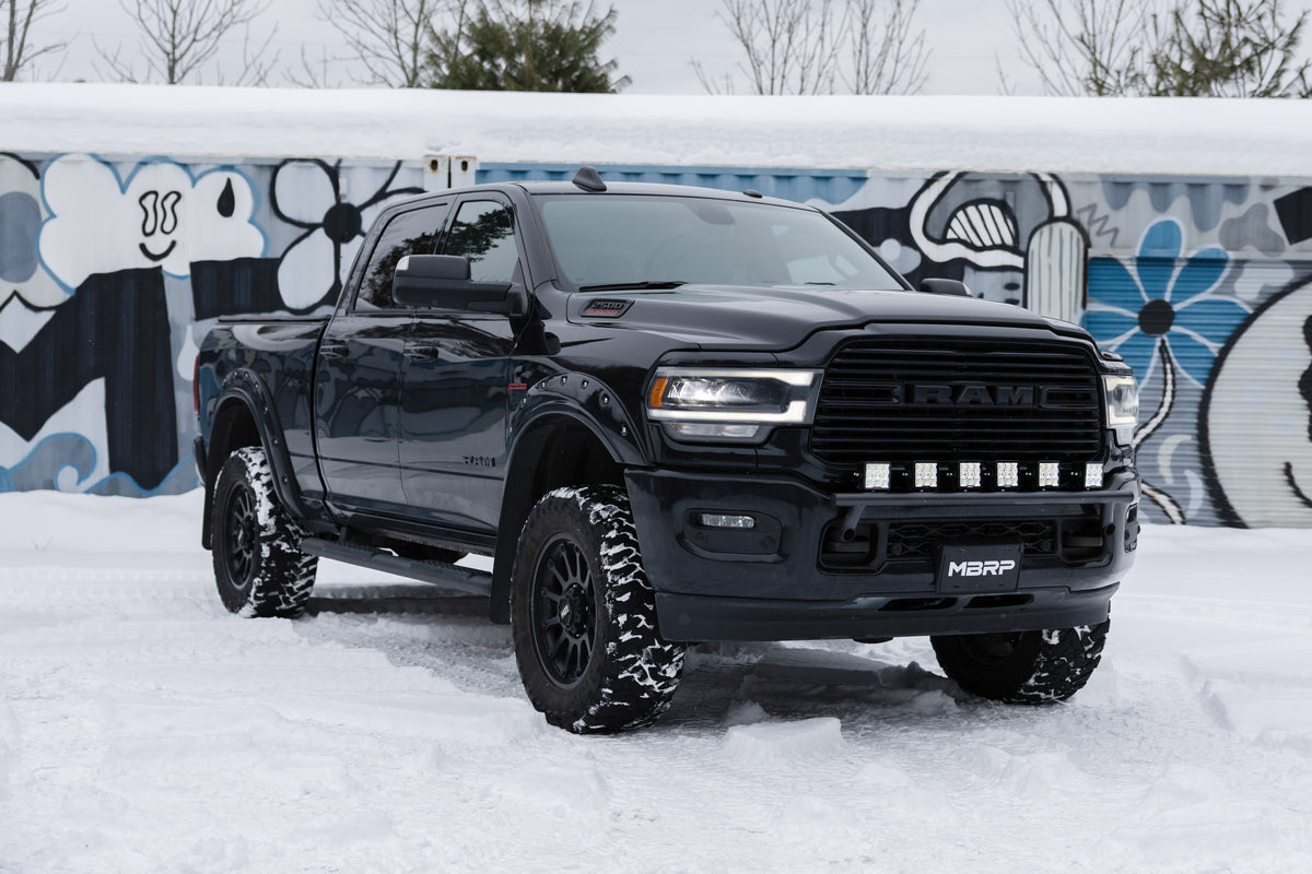 2019-Up Ram 2500 Black-Coated Bumper Light Mounting Bar MBRP