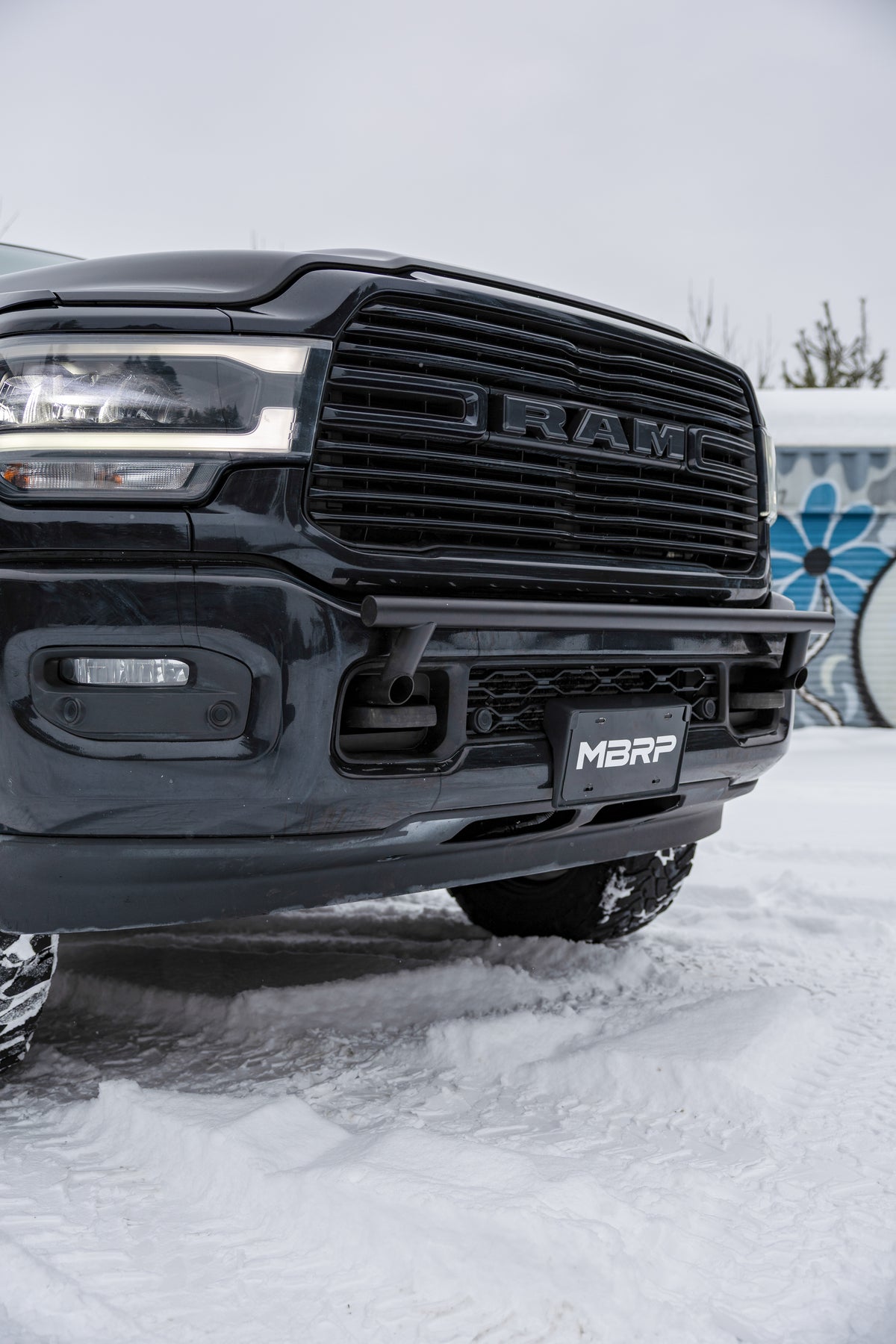 2019-Up Ram 2500 Black-Coated Bumper Light Mounting Bar MBRP
