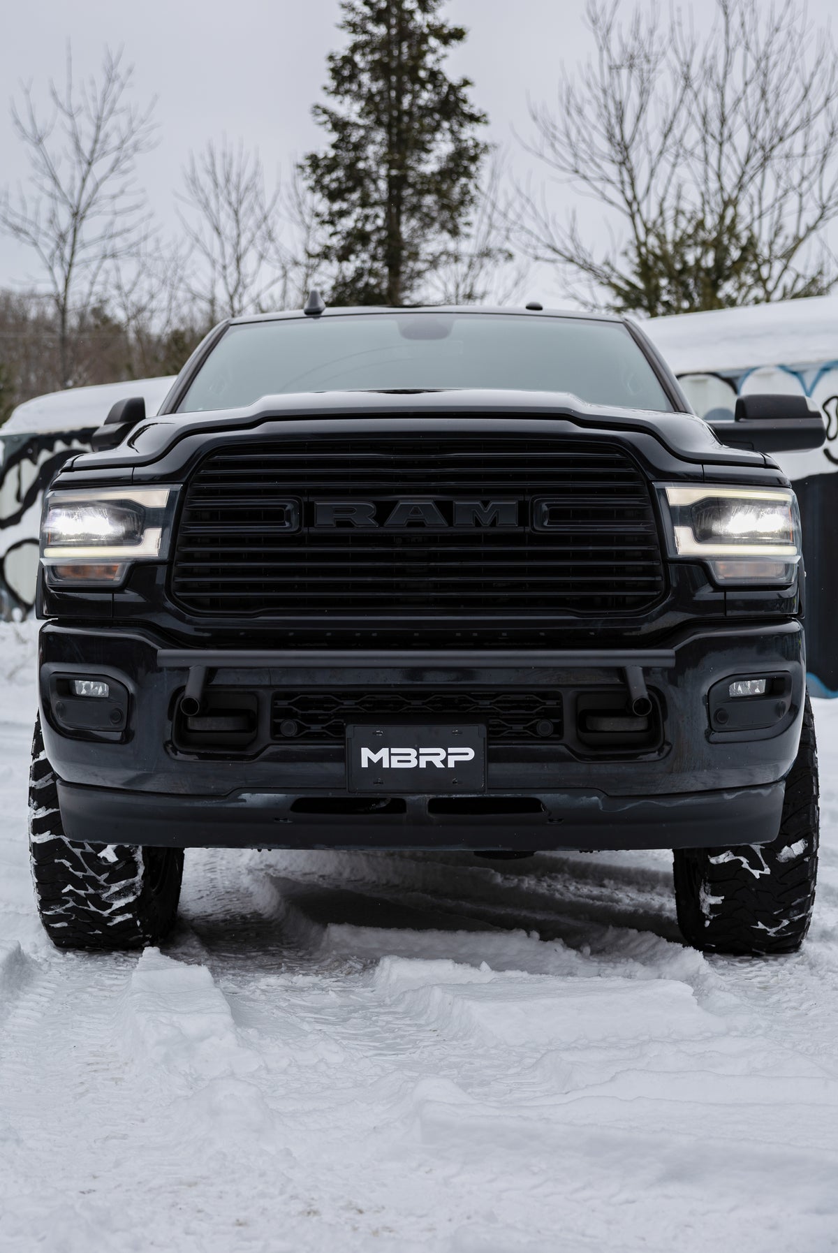 2019-Up Ram 2500 Black-Coated Bumper Light Mounting Bar MBRP