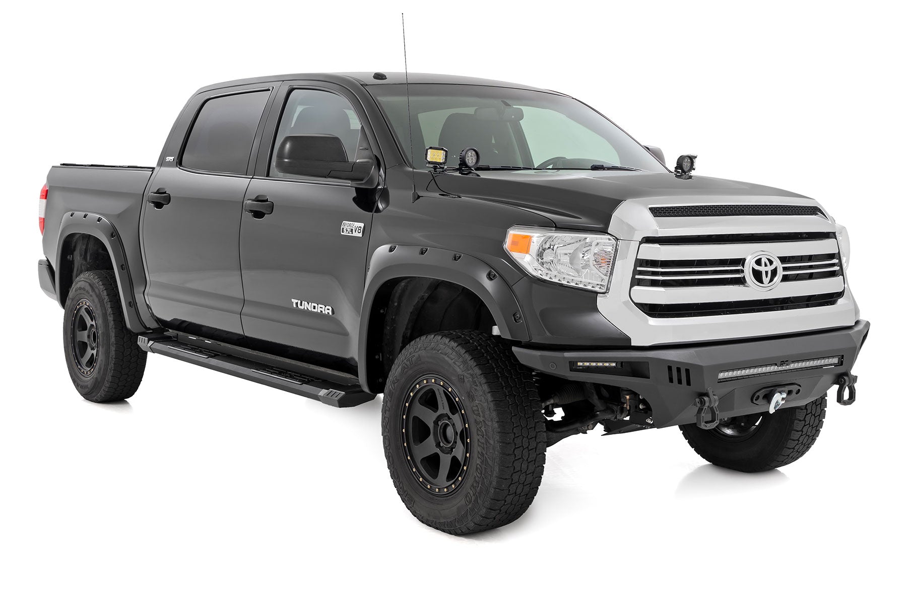 HD2 Aluminum Running Boards Crewmax Cab Toyota Tundra 2WD/4WD (2007-2021) Rough Country