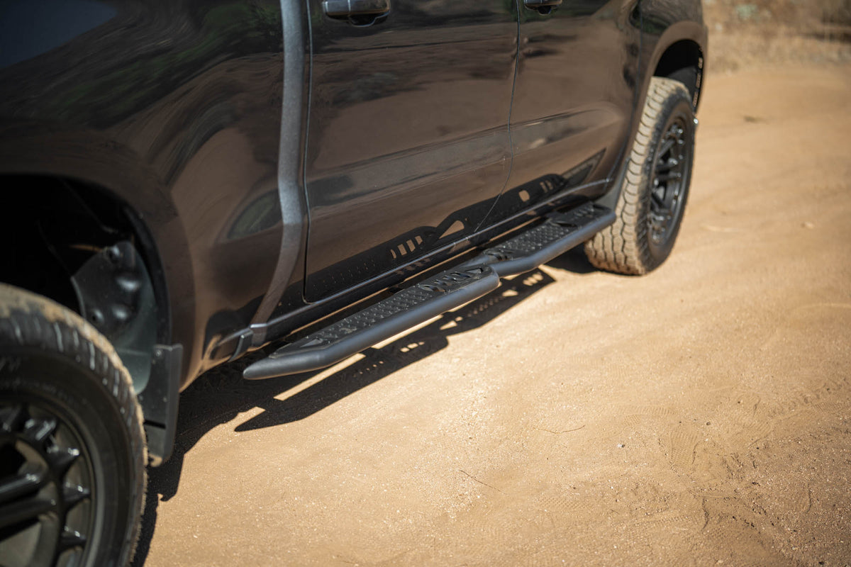 2019 2024 GMC Sierra 1500 & Chevrolet Silverado 1500 Crew Cab OE Plus Side Steps DV8 Offroad