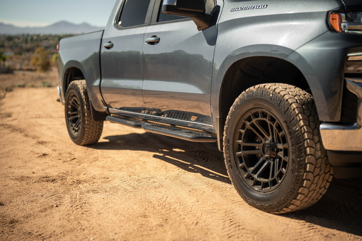 2019 2024 GMC Sierra 1500 & Chevrolet Silverado 1500 Crew Cab OE Plus Side Steps DV8 Offroad