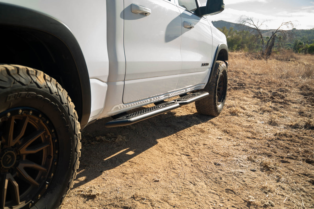 2019 2025 RAM 1500 Crew Cab OE Plus Side Steps DV8 Offroad