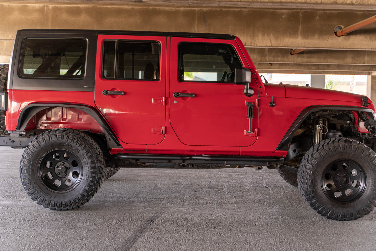 2007 2018 Jeep Wrangler JKU 4 Door OE Plus Side Steps DV8 Offroad