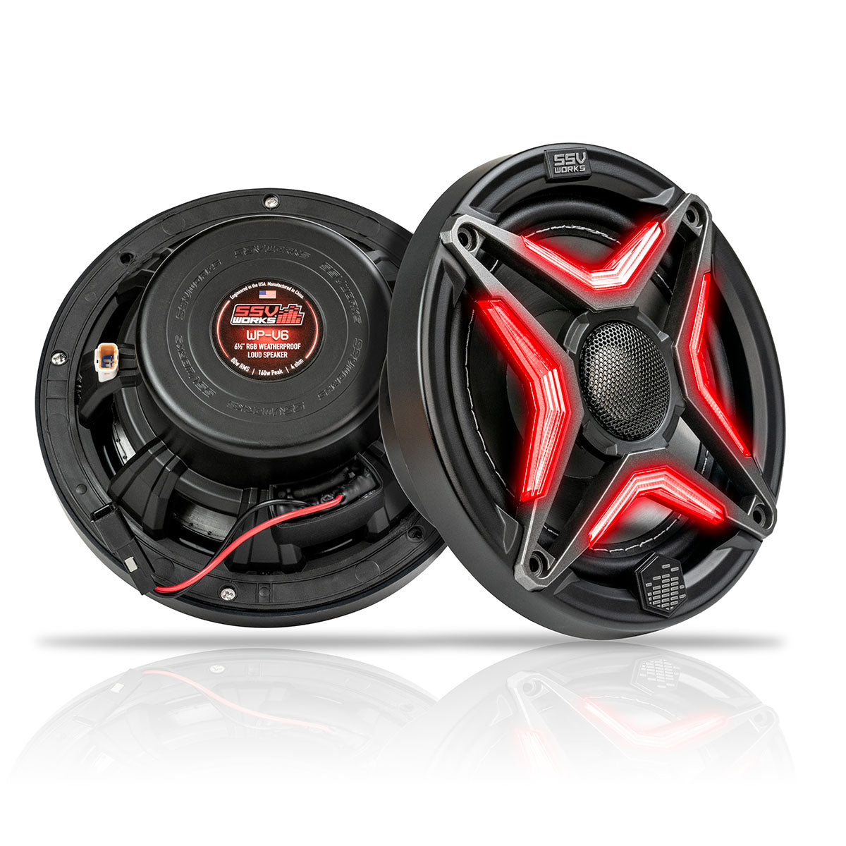 SSV Works V6 6.5in Weatherproof Powersports RGB Full-Range Speakers for UTV's, Boats, RV and more (pair)