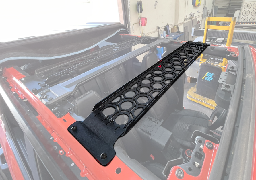 Inside roof panel mount for 2021+ Bronco by Adapt-A-Panel, designed for secure storage and organization.