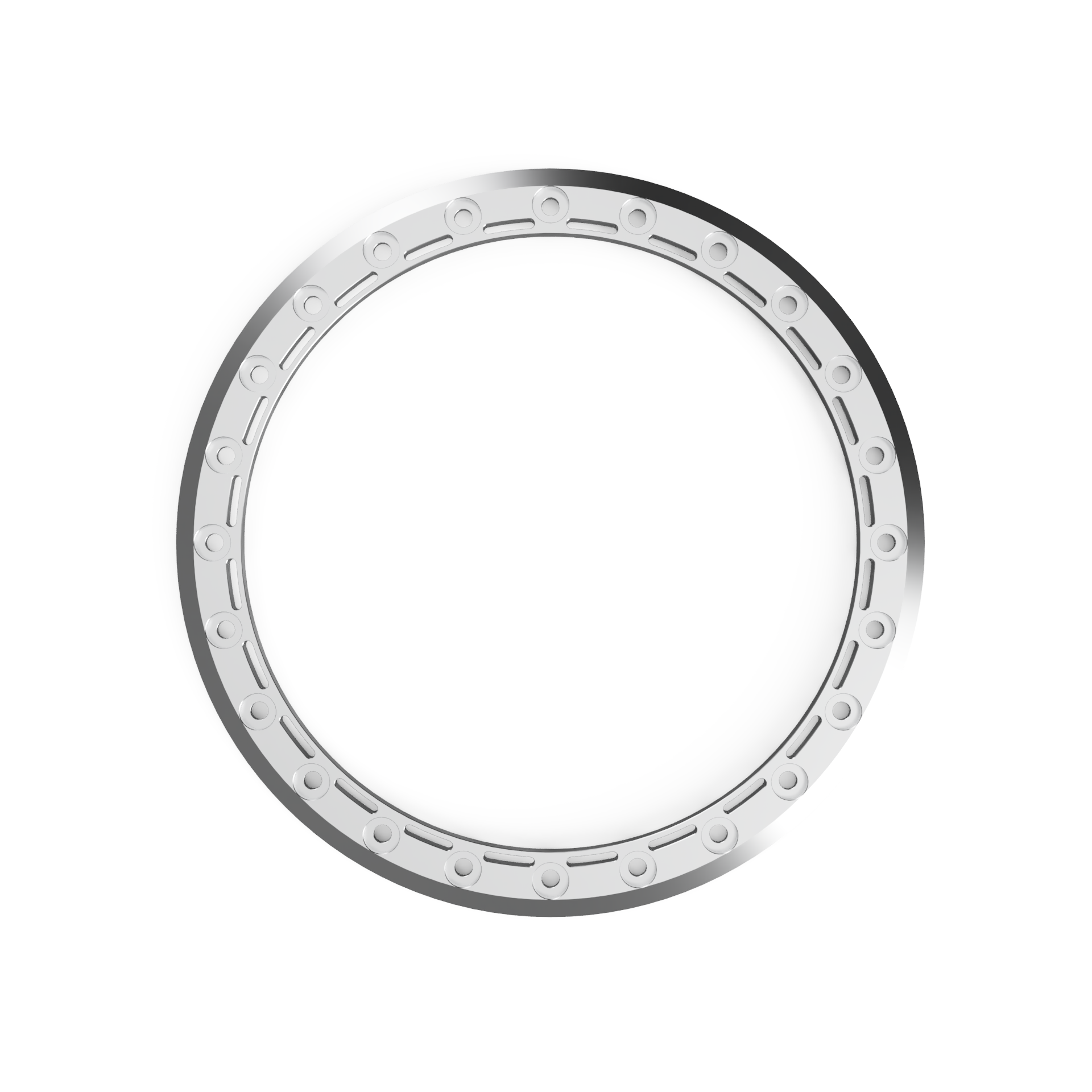 Aluminum simulated ring designed for offroad vehicles, featuring a sleek finish and multiple mounting holes for easy installation.