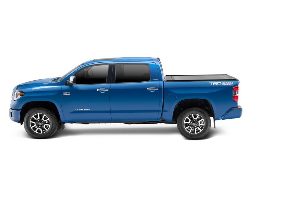 RetraxOne XR Retractable Tonneau Cover Matte One Piece Polycarbonate Construction 2007-2021 Toyota Tundra CrewMax 5' 6 inch Bed without Deck Rail System without Stake Pockets without Trail Special Edition Storage Boxes