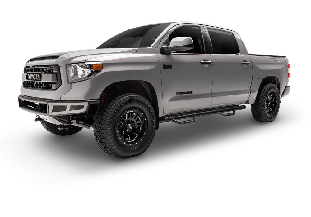 Nerf Step Bar Cab Length (2 Steps per Side) 3 Inch Main Tube Diameter 2022-2025 Toyota Tundra CrewMax Gloss Black NFab