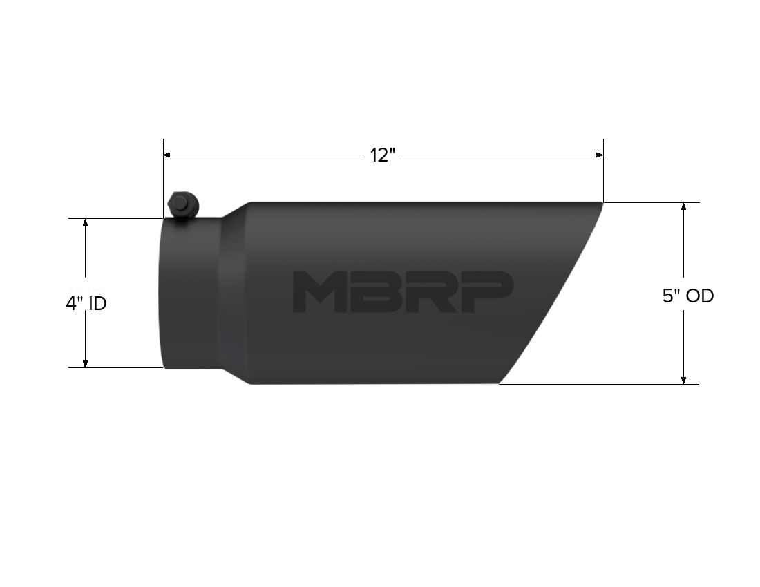 Exhaust Tip 5 Inch O.D. Dual Wall Angled 4 Inch Inlet 12 Inch Length-Black Finish MBRP