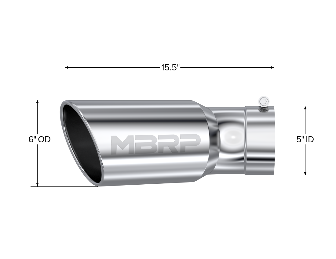 2015-UP Chevrolet/ GMC 2500/ 3500 Duramax Exhaust Tip 6 Inch O.D. Angled Rolled End 5 Inch Inlet 15 1/2 Inch Length 30 Degree Bend T304 Stainless Steel MBRP
