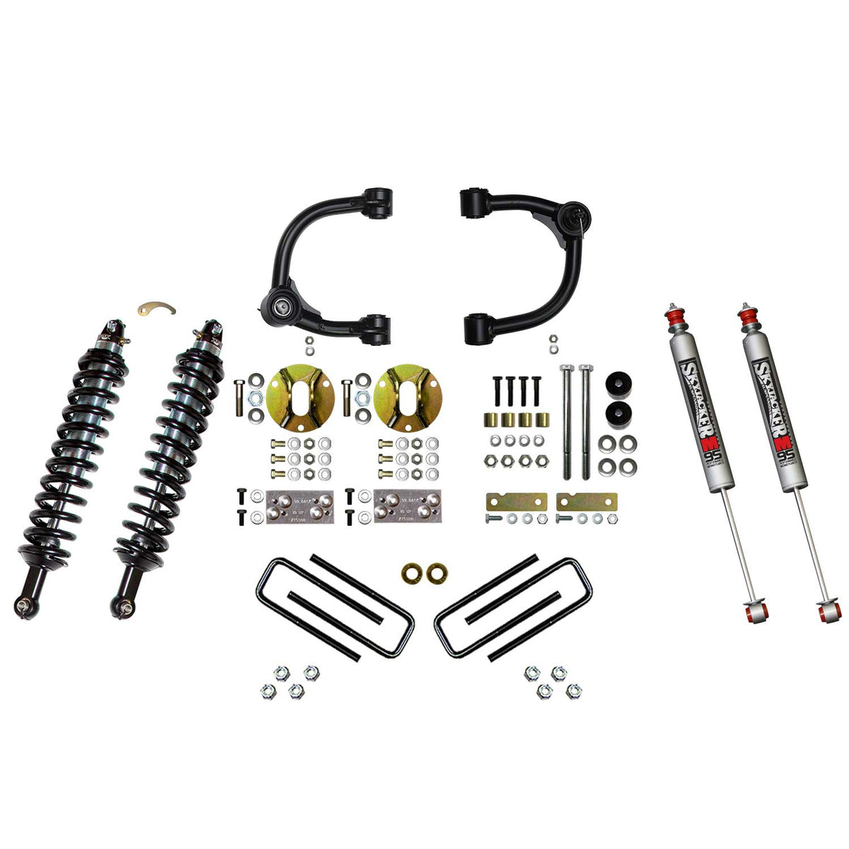 3 Inch Front Coilover Suspension Lift System with Front Upper Control Arms Rear Leaf Springs and Rear M95 Monotube Shocks 16-22 Toyota Tacoma Skyjacker