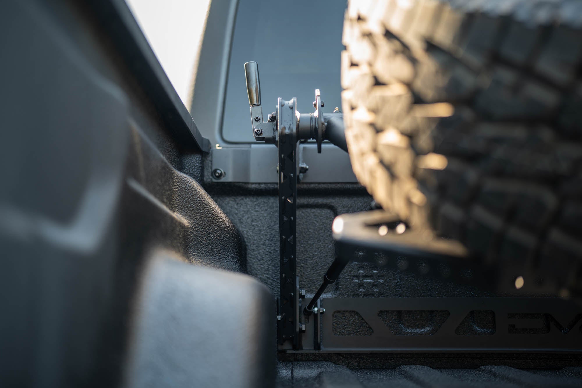 2020 2025 Jeep Gladiator JT Adjustable In Bed Tire Carrier DV8 Offroad