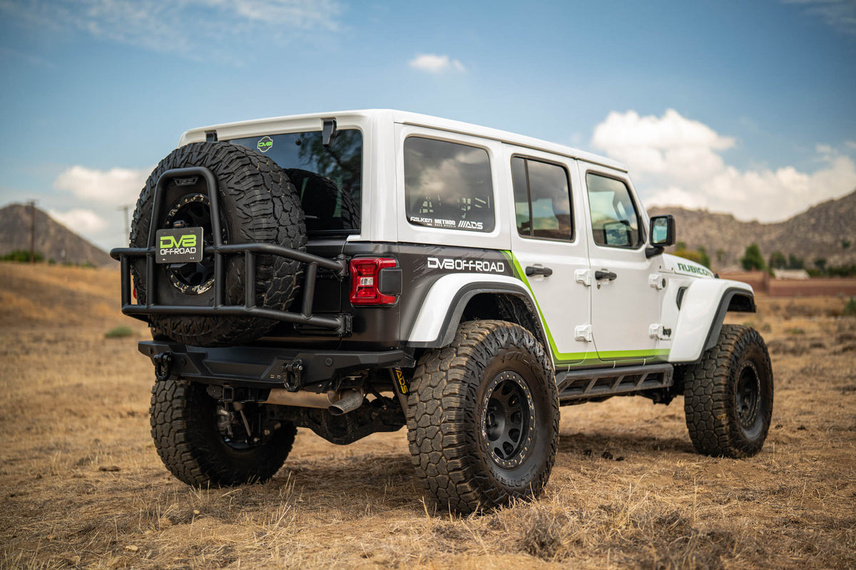 2018 2025 Jeep Wrangler JL Body Mounted Tire Carrier DV8 Offroad