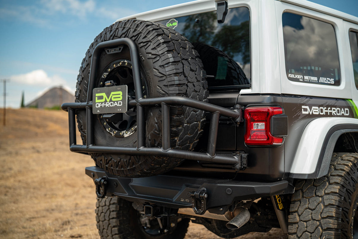 2018 2025 Jeep Wrangler JL Body Mounted Tire Carrier DV8 Offroad