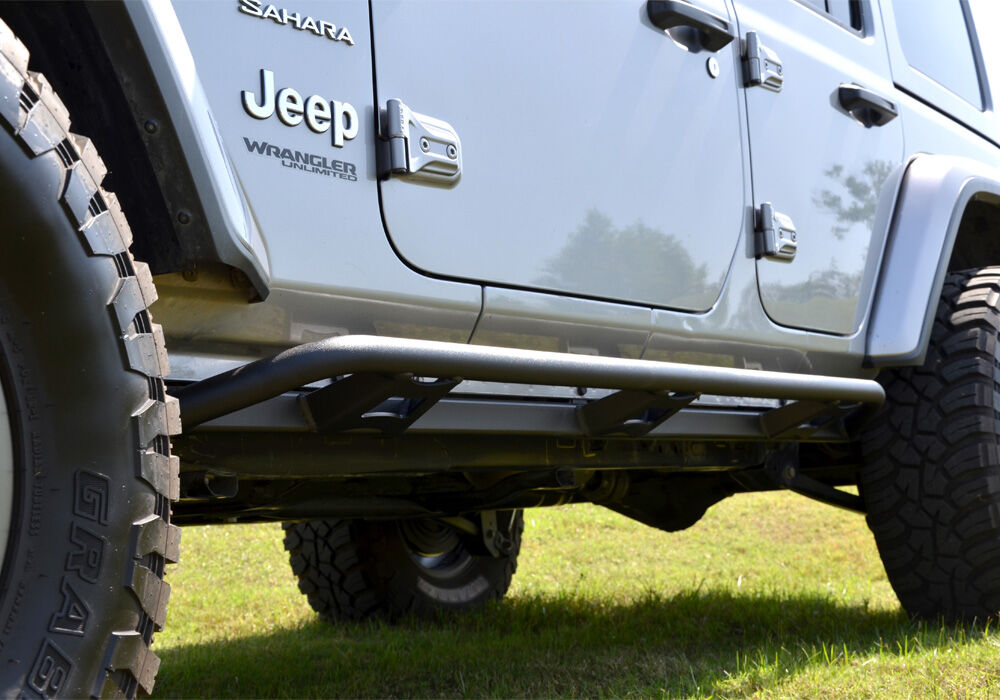 TrailSlider Step System Cab Length (2 Steps per Side) 2018-2026 Jeep Wrangler JL 4-Door Textured Black NFab