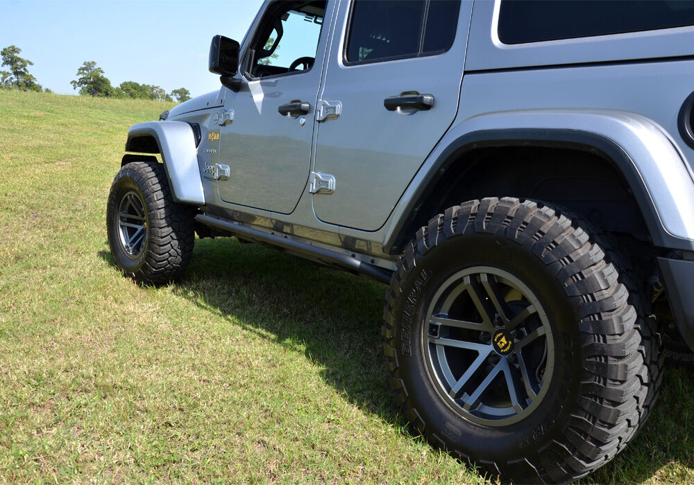 TrailSlider Step System Cab Length (2 Steps per Side) 2018-2026 Jeep Wrangler JL 4-Door Textured Black NFab