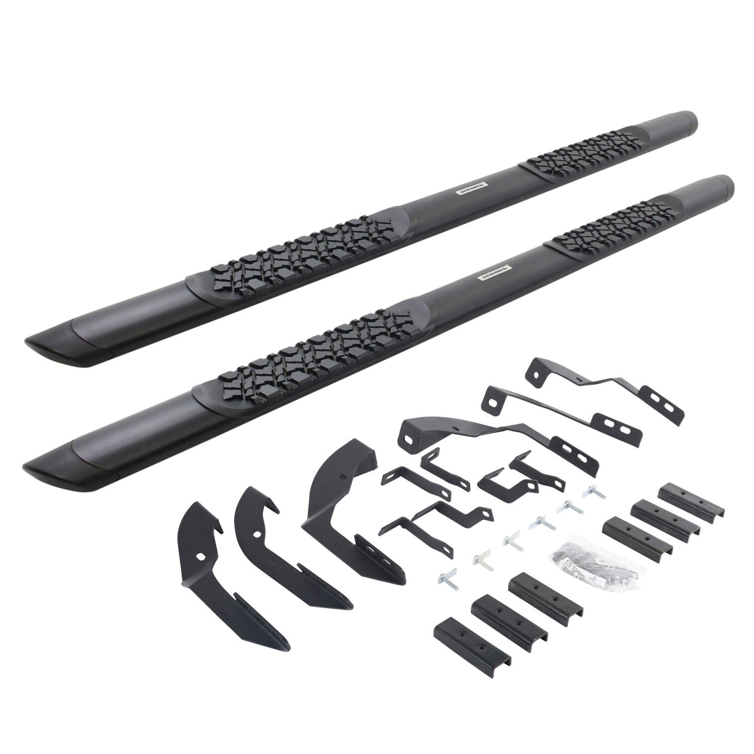 V3 Series Aluminum 5 Inch Elipse Side Steps with Mounting Brackets Textured Black 2015-2018 Silverado/Sierra 2500 HD/3500 HD Go Rhino