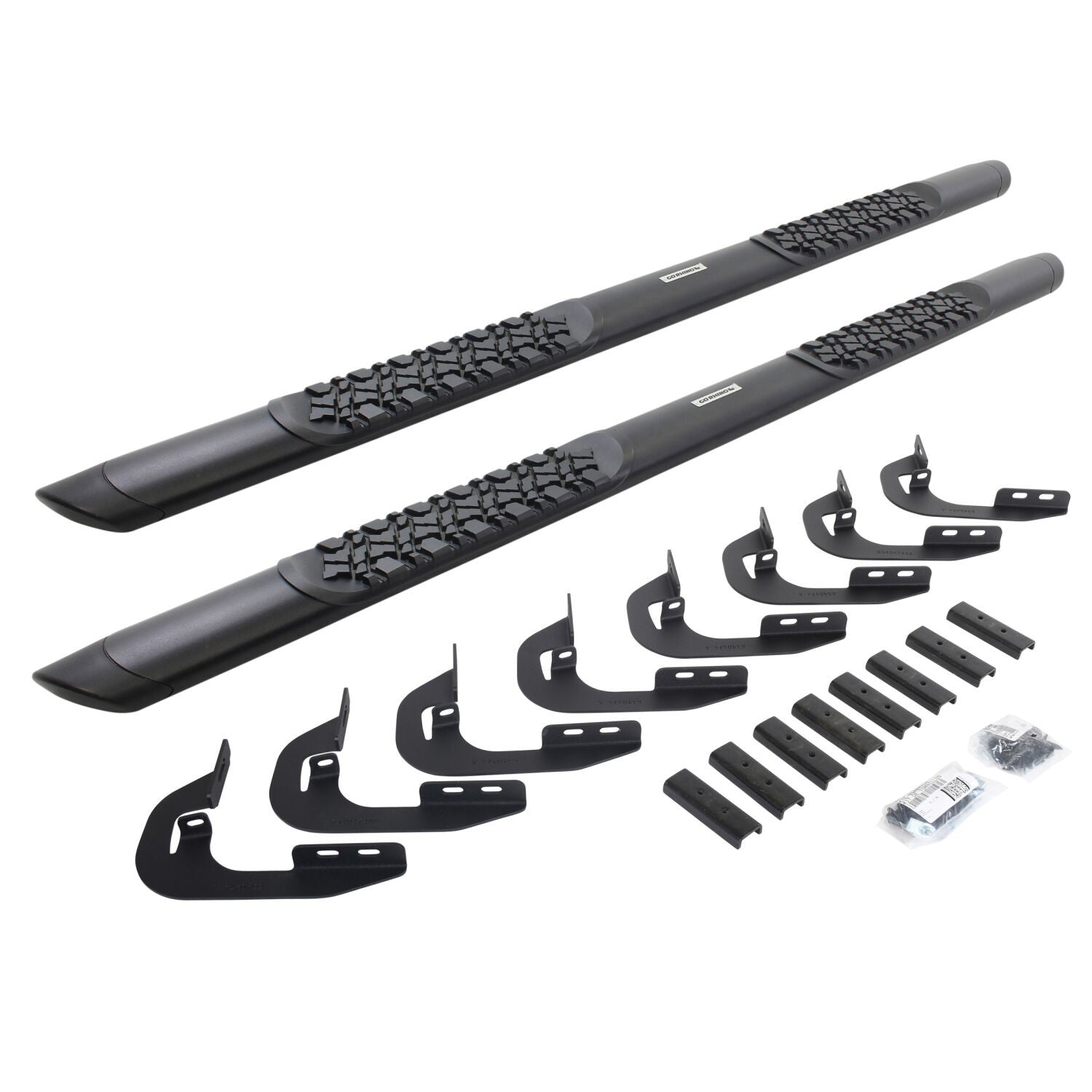 V3 Series Aluminum 5 Inch Elipse Side Steps with Mounting Brackets Textured Black 2014-2018 Silverado/Sierra 1500 2015-2018 Silverado/Sierra 2500 HD/3500 HD Extended Cab Go Rhino