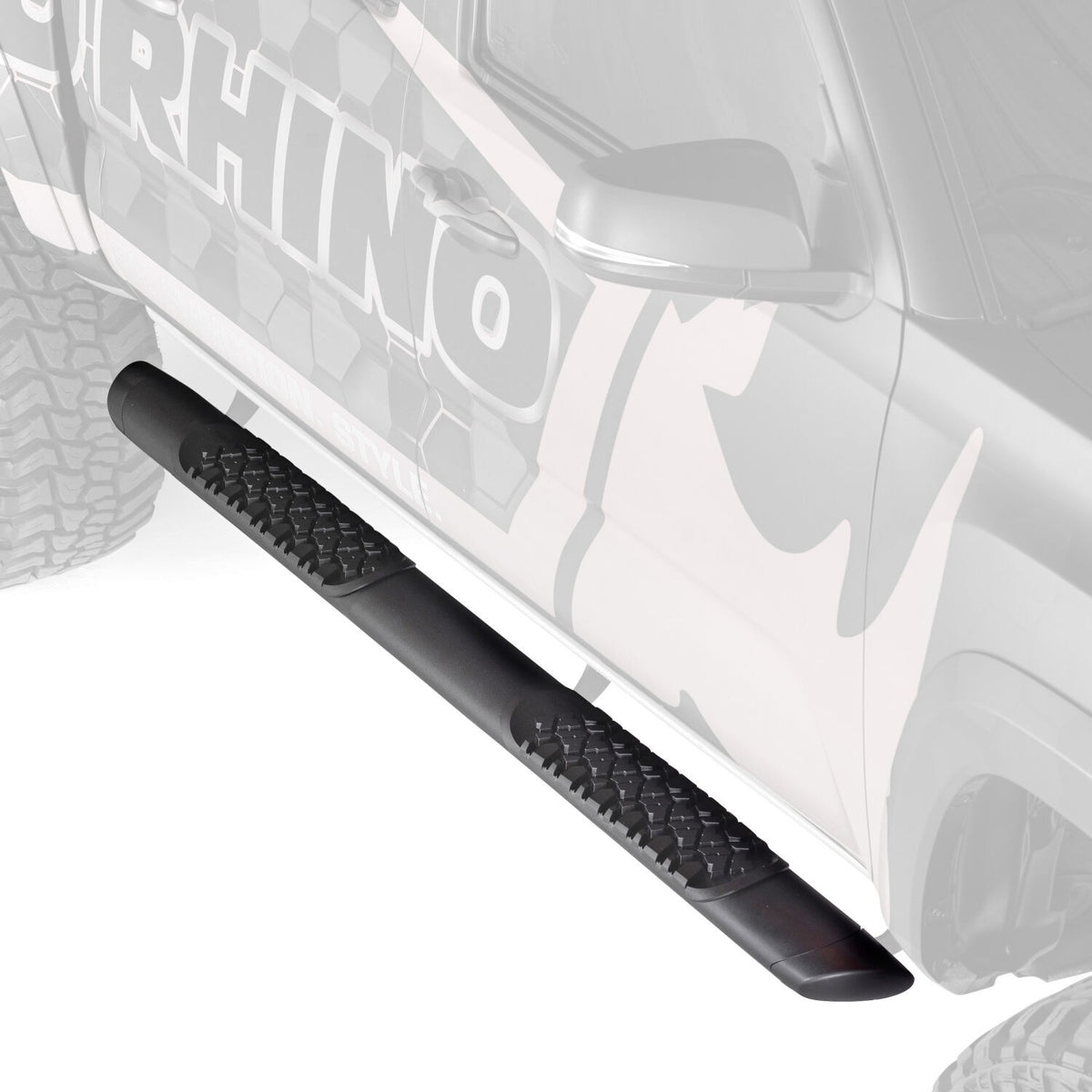V3 Series Aluminum 5 Inch Elipse Side Steps with Mounting Brackets Textured Black 2004-2014 Ford F-150 Crew Cab Go Rhino