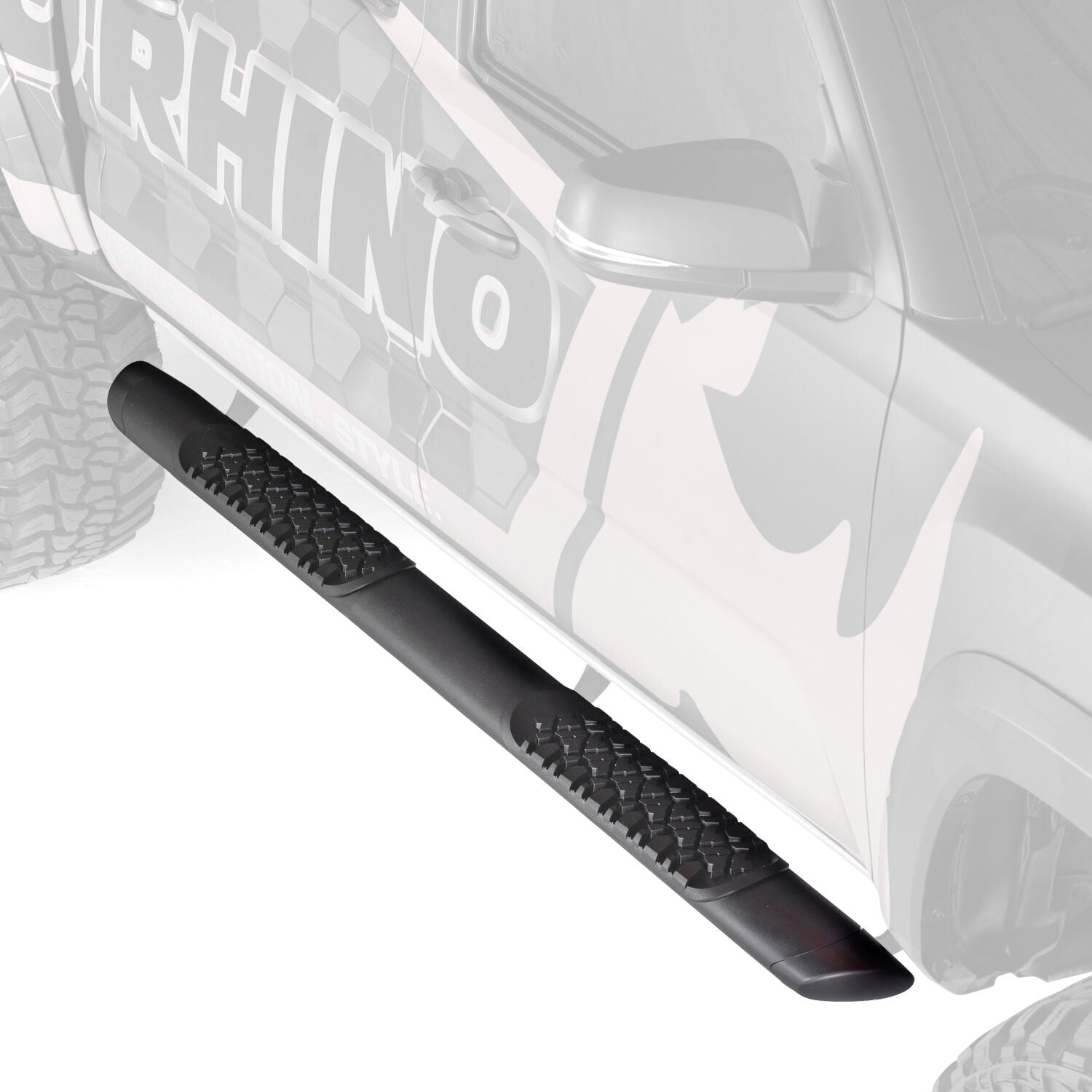V3 Series Aluminum 5 Inch Elipse Side Steps with Mounting Brackets Textured Black 2015-2026 Ford F-150/ F-250/F-350 Extended Cab Go Rhino