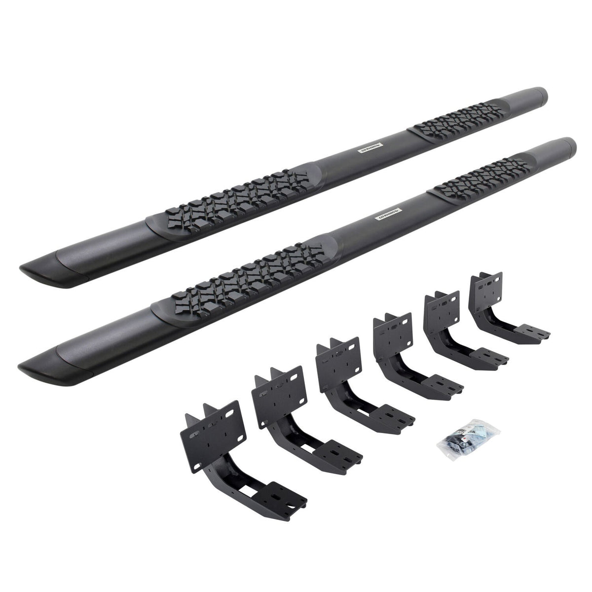 V3 Series Aluminum 5 Inch Elipse Side Steps with Mounting Brackets Textured Black 2019-2026 Ram 1500 Crew Cab Go Rhino