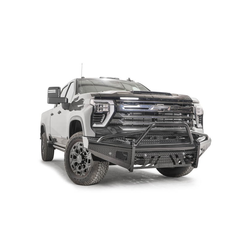 Fab Fours Black Steel Front Bumper; w/Pre-Runner Guard And Tow Hooks Model CH24-S6162-1