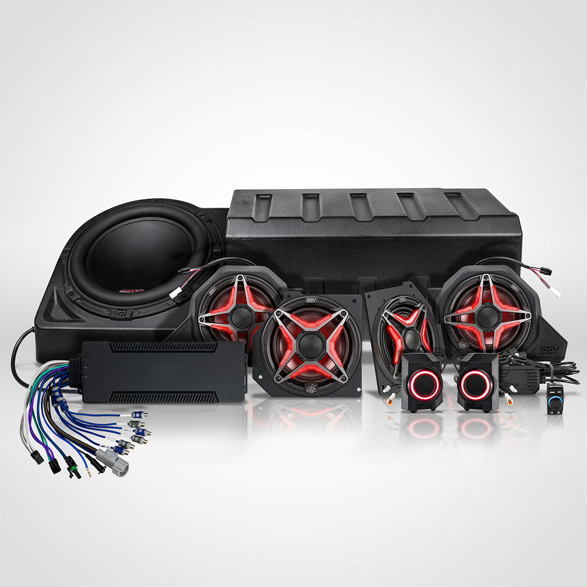 2024-2027 Polaris Xpedition ADV 5 & XP 5, 1800w 8-Speaker Phase-7 V-Spec Plug-&-Play Audio Kit For Ride Command