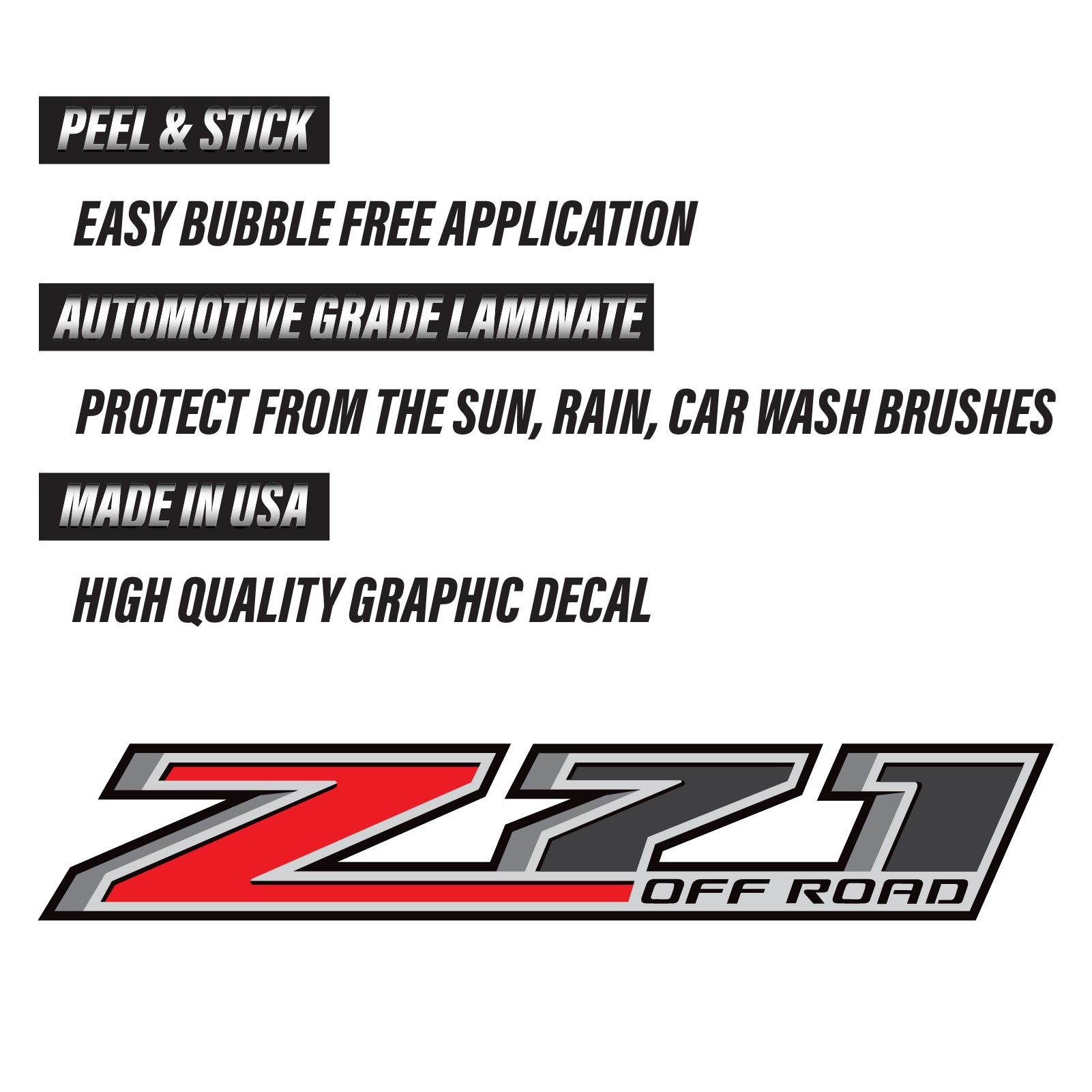 Z71 Offroad Truck Decals - 2014-2018 Bedside Stickers