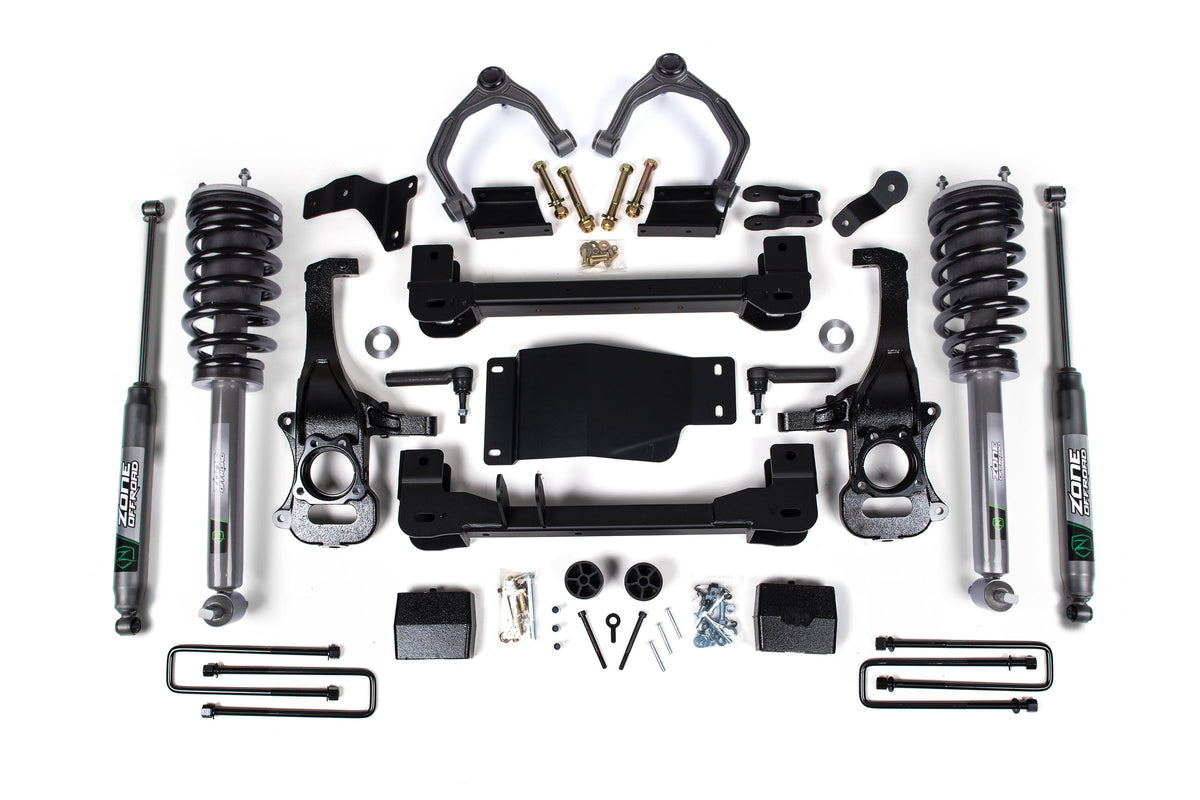 19-24 Chevrolet Silverado Trail Boss 1500 - GMC Sierra AT4 1500 4WD 4 Inch Suspension Lift Kit, 3 Inch Rear Lift, Block - Nitro Loaded Struts, Nitro Shocks Zone Offroad