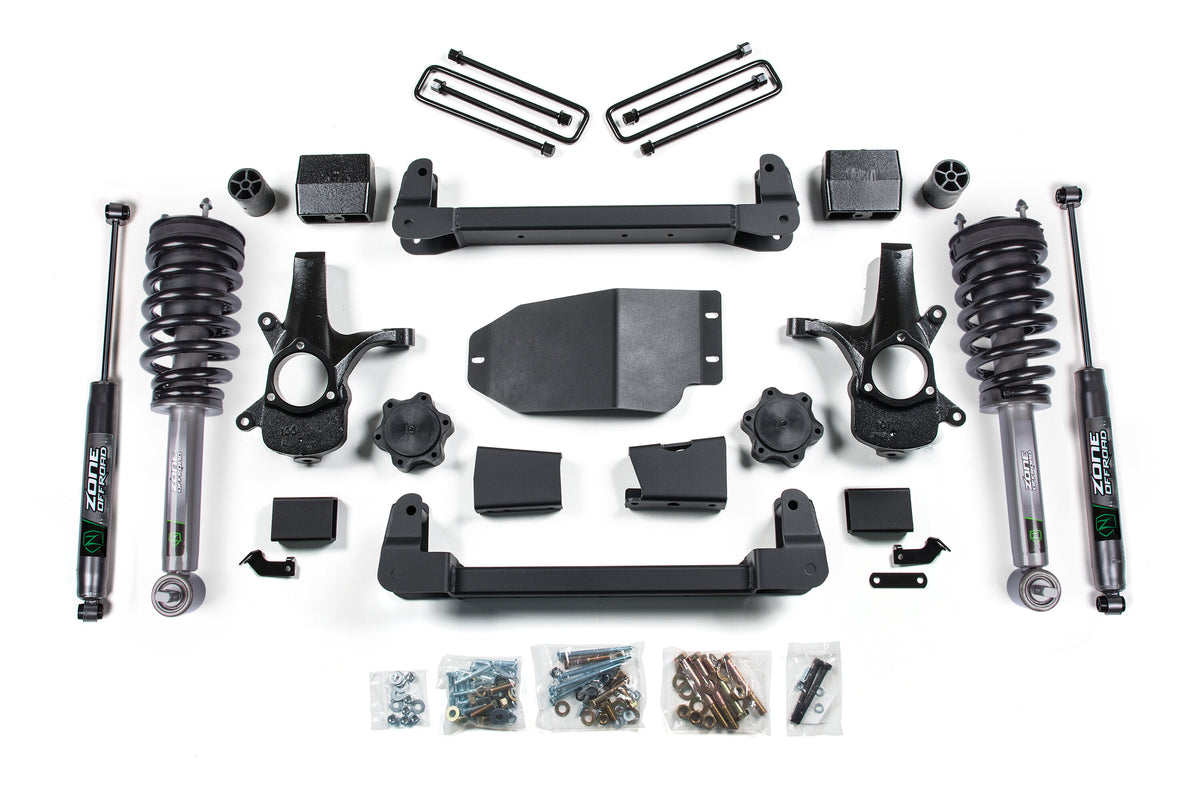 07-13 Chevrolet Silverado 1500 - GMC Sierra 1500 4WD 4.5 Inch Suspension Lift Kit, 3 Inch Rear Lift, Block - N/A, Nitro Shocks Zone Offroad